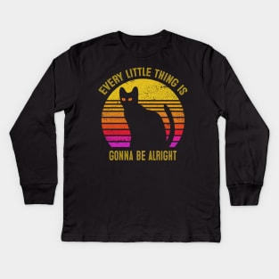 Cat Retro Be Alright Kids Long Sleeve T-Shirt